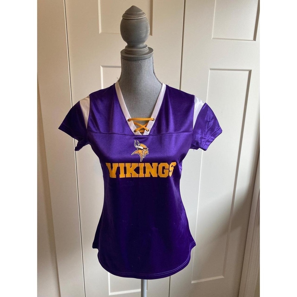 NFL Minnesota Vikings V Neck Small Polyester Top s58